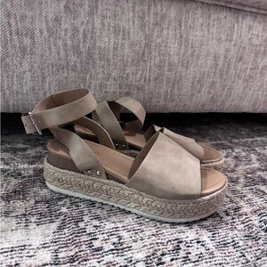 Tan platform sandals